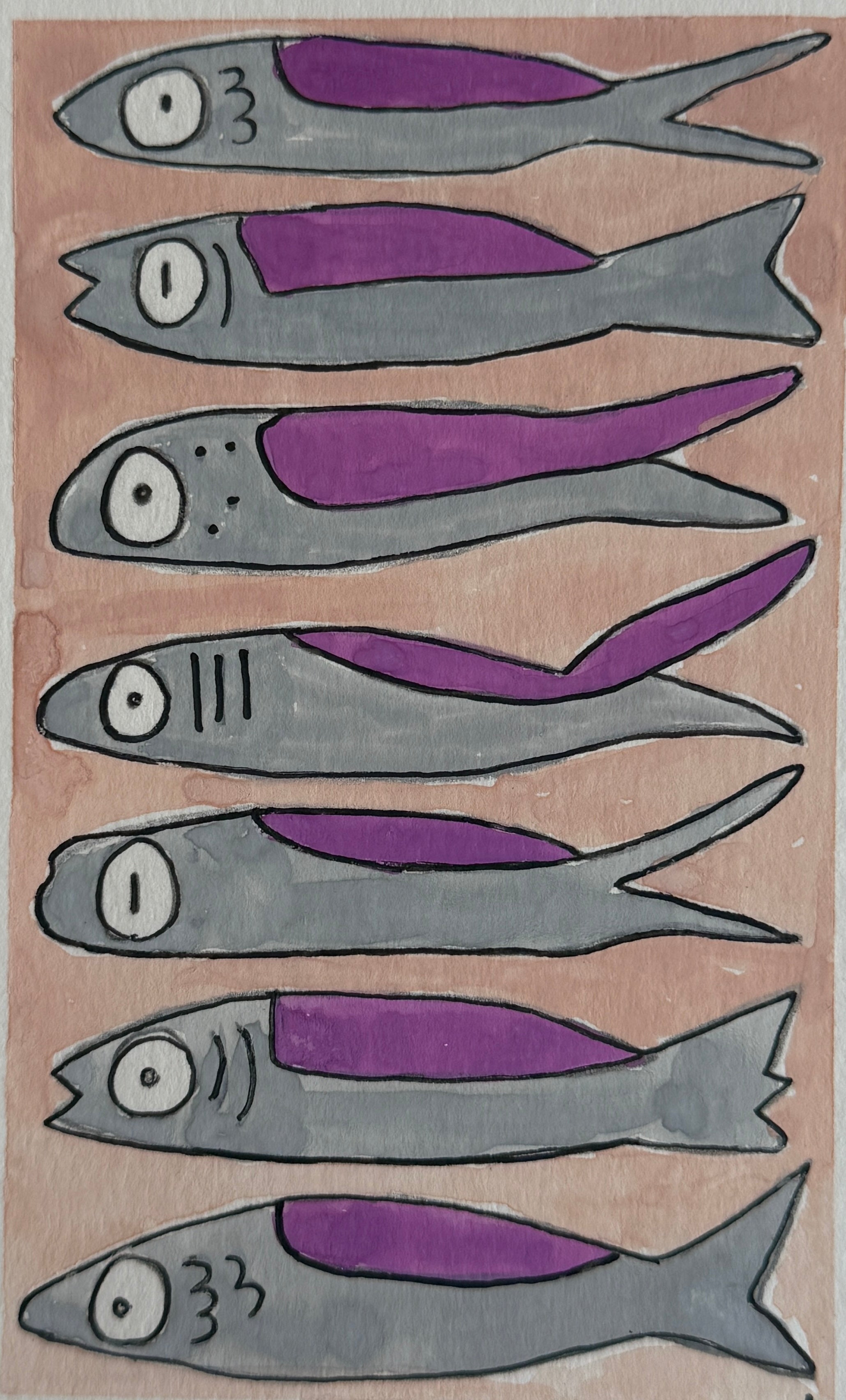 Sardines | Original 5x7 watercolor