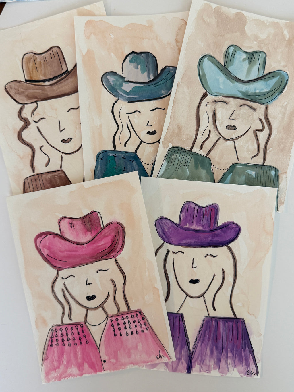 Cowgirls | Original 5x7 watercolor