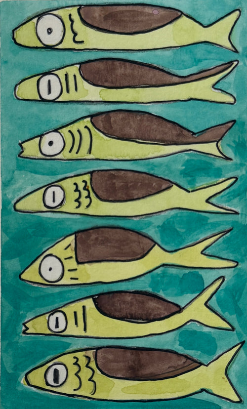 Sardines | Original 5x7 watercolor