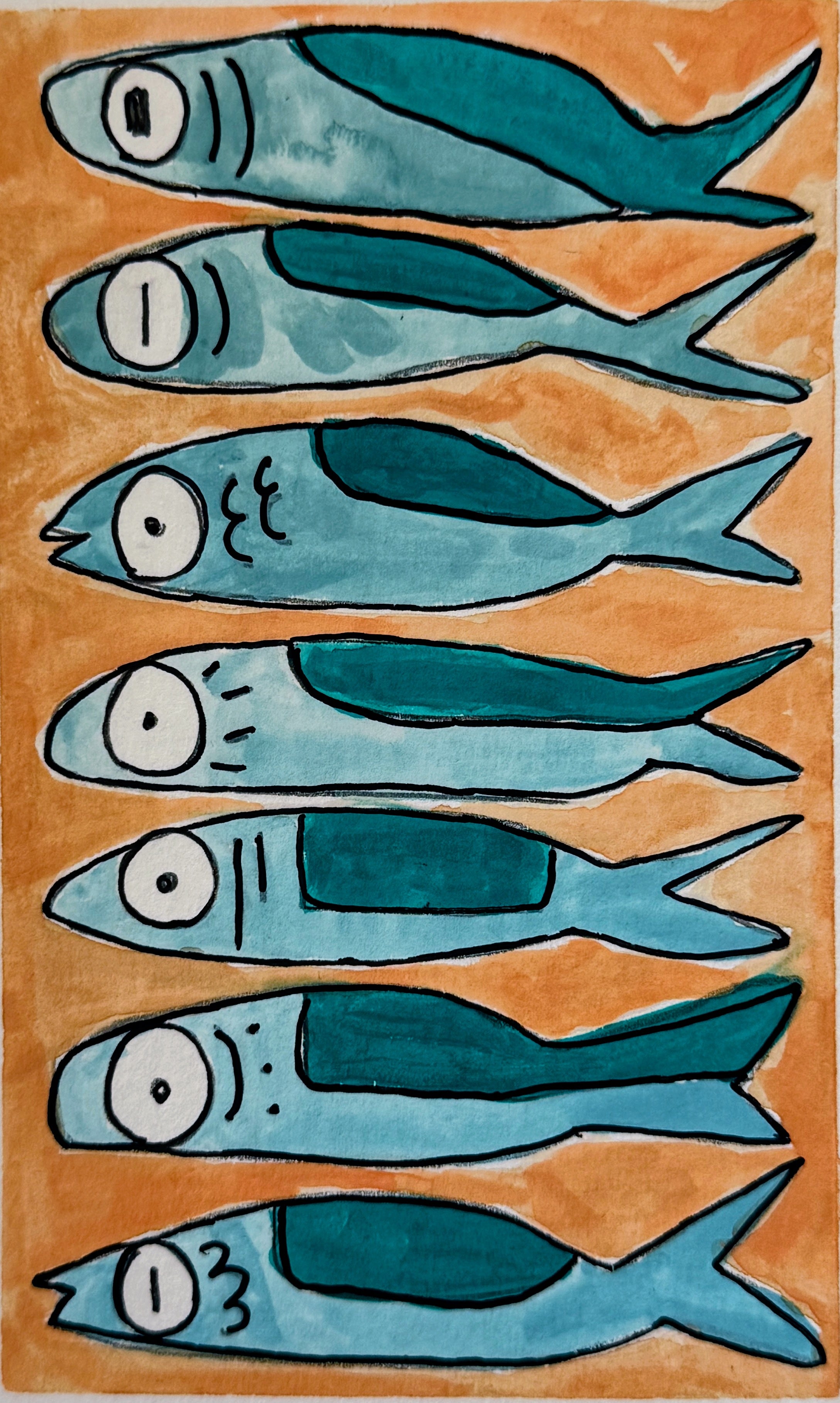 Sardines | Original 5x7 watercolor
