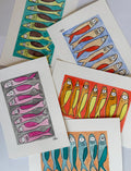 Sardines | Original 5x7 watercolor art | Pack of 5