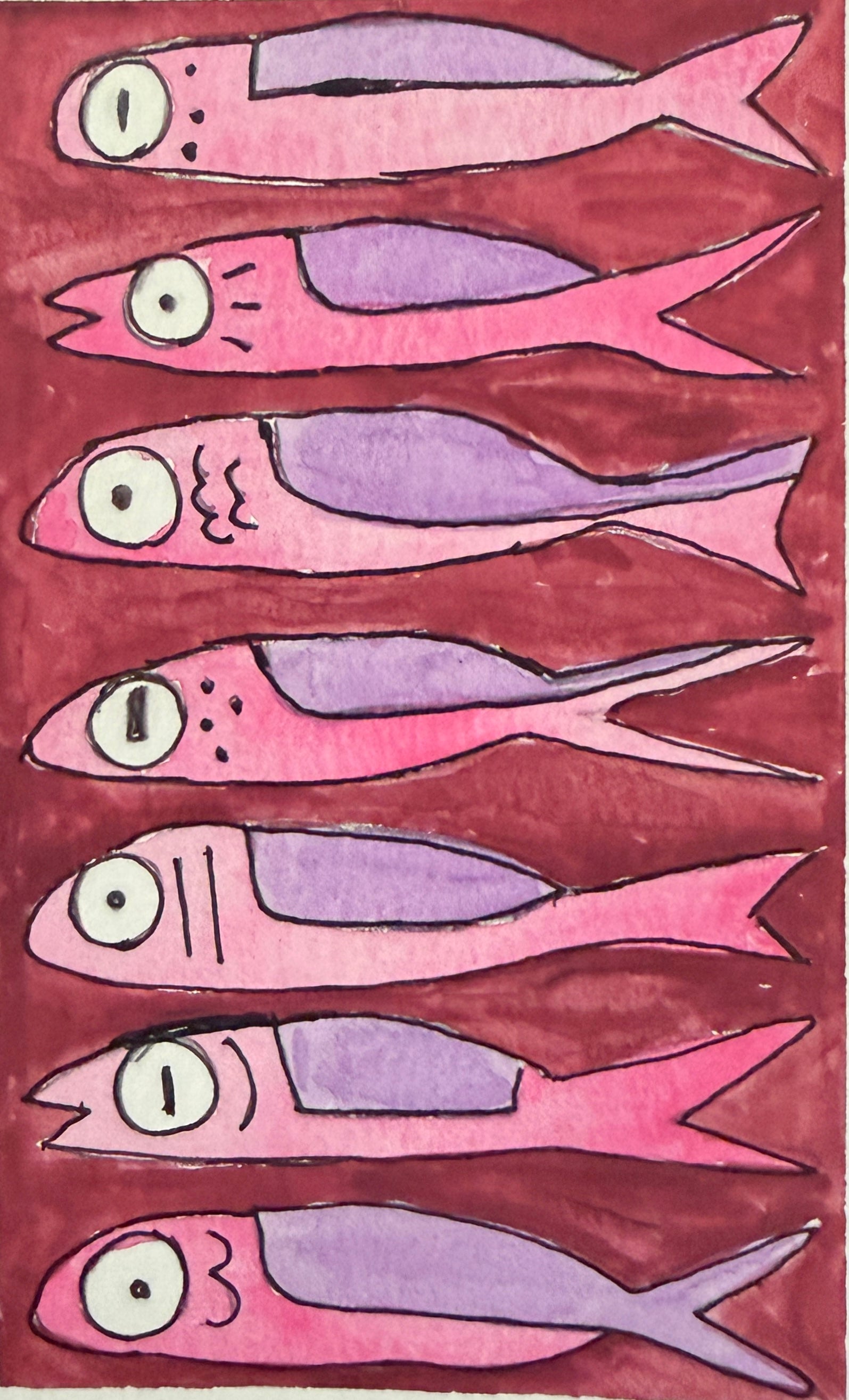 Sardines | Original 5x7 watercolor