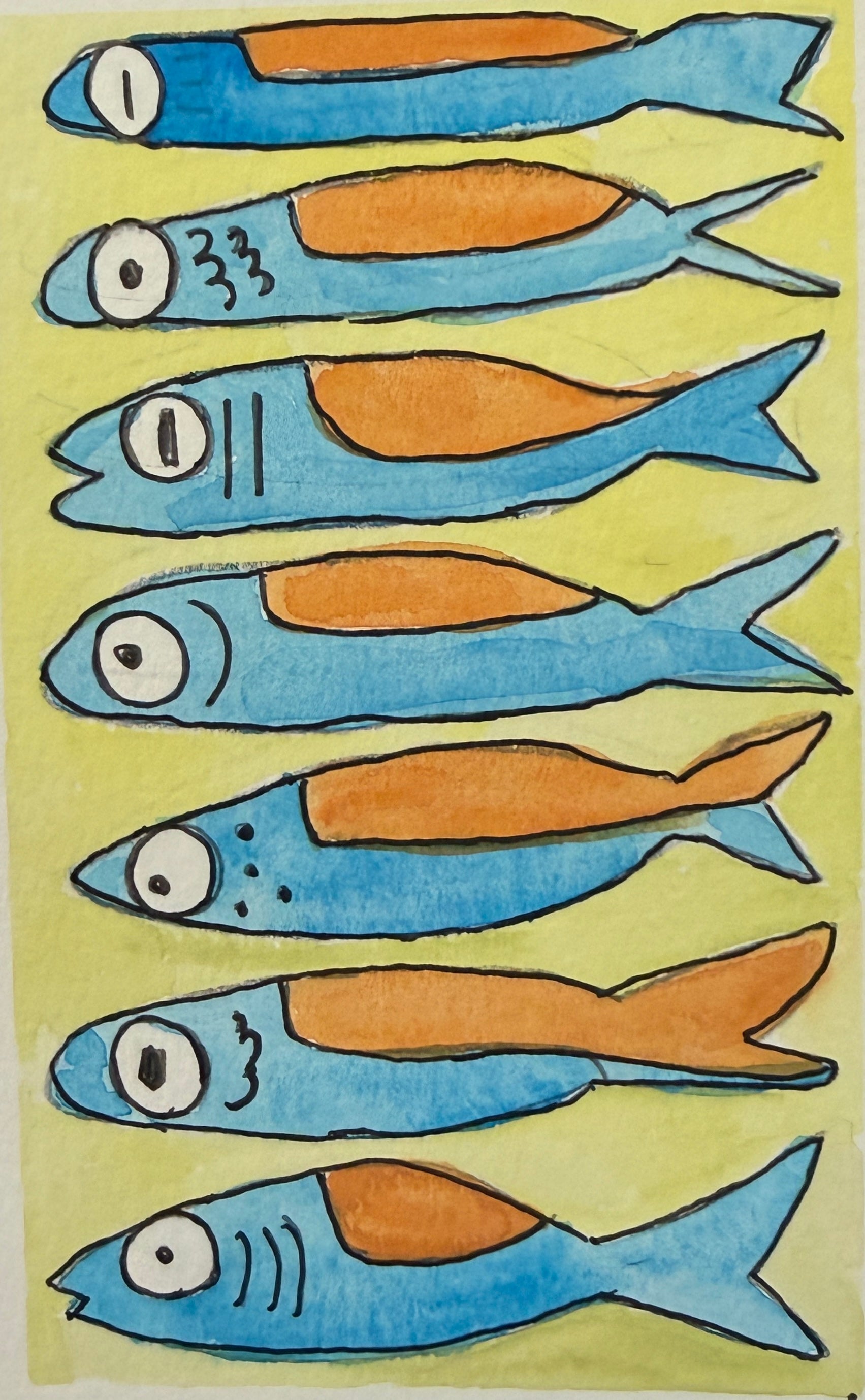 Sardines | Original 5x7 watercolor