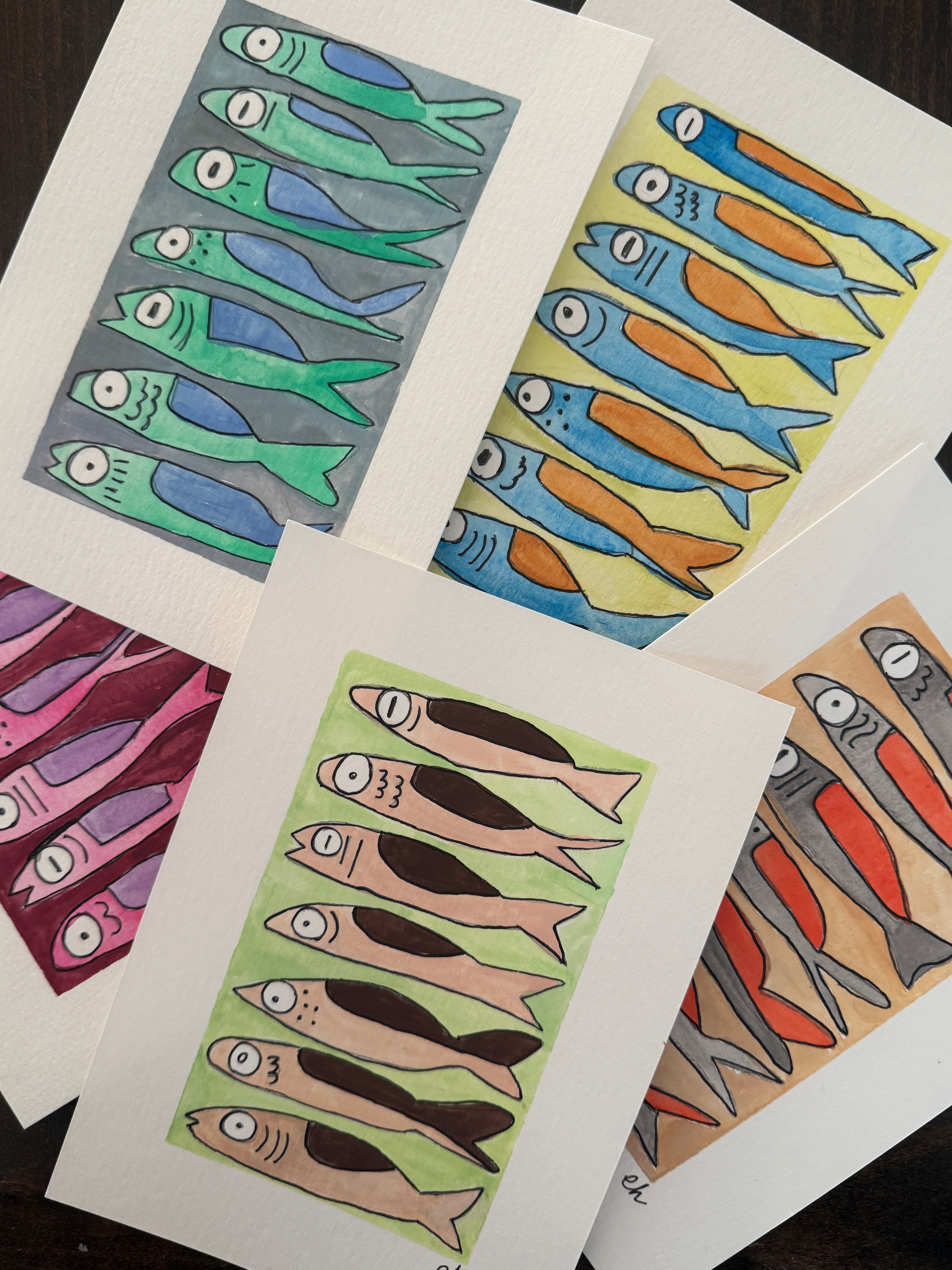 Sardines | Original 5x7 watercolor