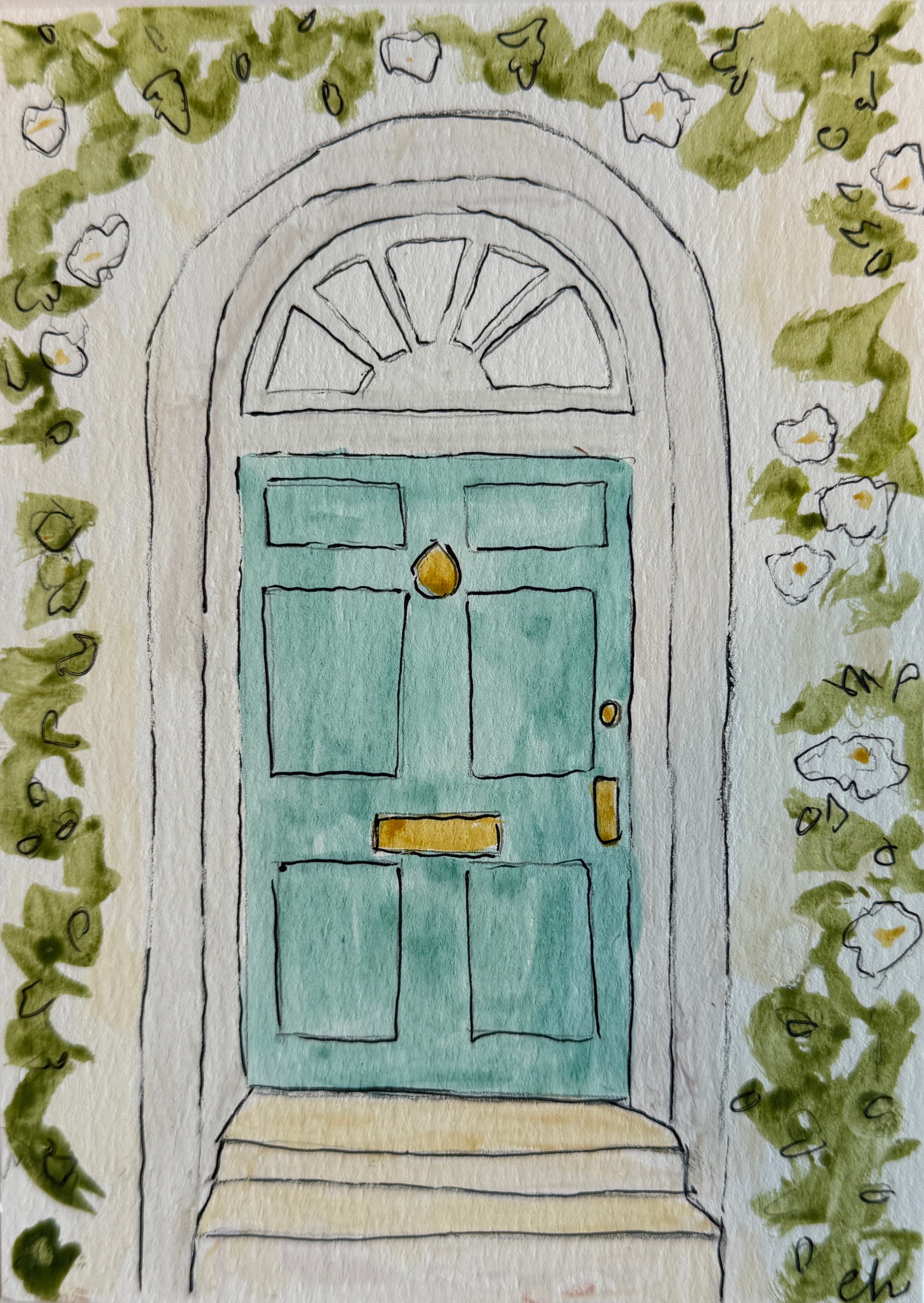 Doors | Original 5x7 watercolor